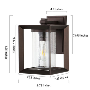 Vaughn 7.25" Iron/Glass Modern Rustic Cube LED Outdoor Lantern - JONATHAN Y